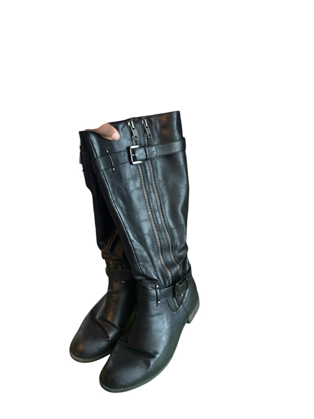 Riding Boots with Dual Zippers & Buckles